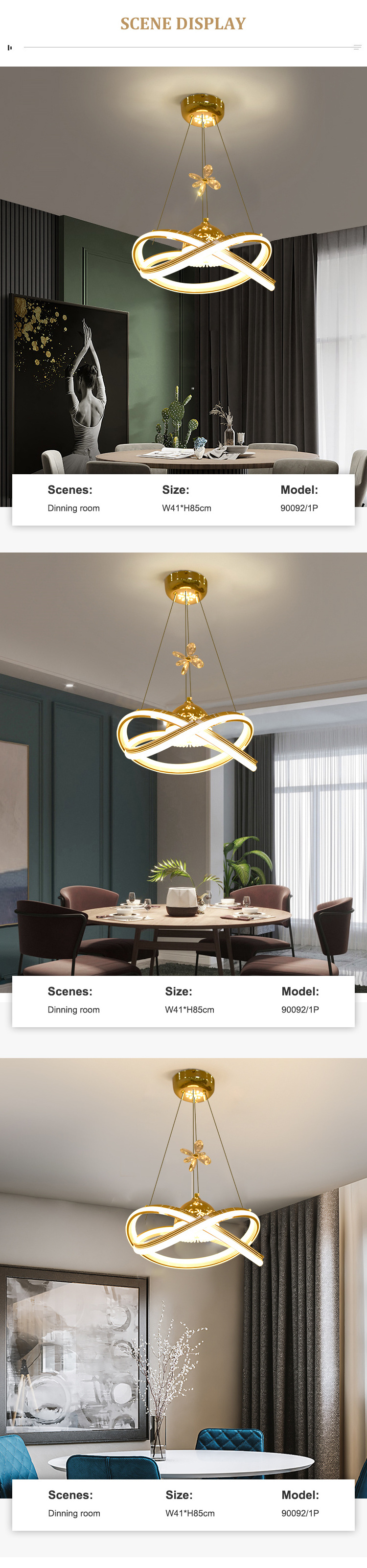 Modern design decor round LED chandelier living room circle pendant lighting for home indoor