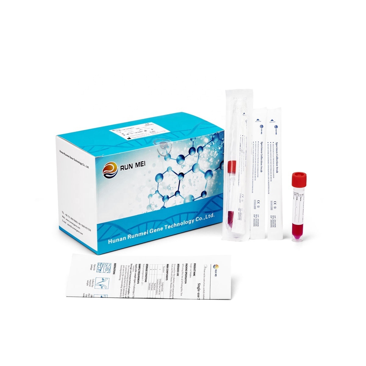 Sampling kit 10mL tube with 3mL Saline Preservation solution 1 nasal flocked swab