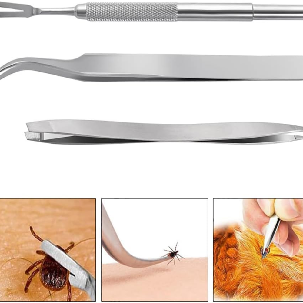 Best 3pcs/Set Stainless Steel 2 in 1 Pet Dog Flea Treatment Tick Removal Hand Tool Set Tweezers Clip Dog Cat Treatment Gadgets