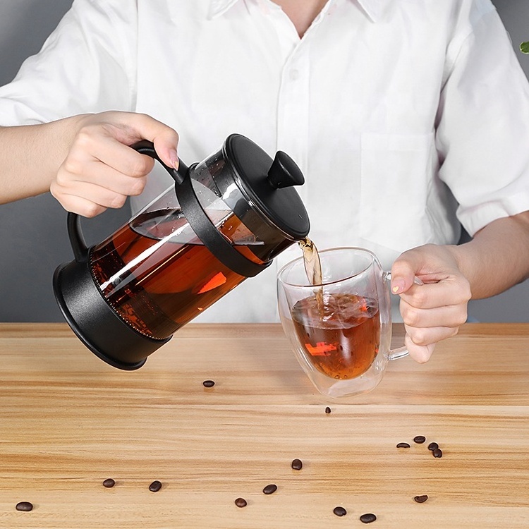 Hot Selling 1000ml Multicolor Glass Heat Resistant Coffee And Tea Maker Plastic Frame Coffee French Press