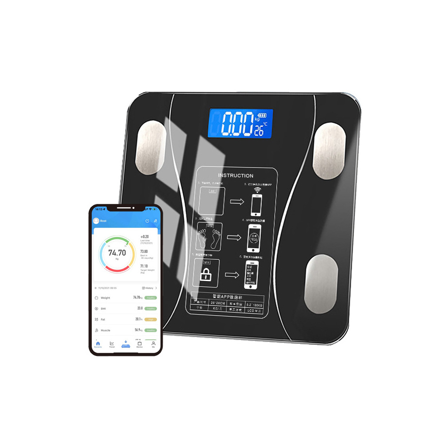 Electronic Analyzer LCD APP Most Accurate Measures Bluetooth Weight Digital Smart Bathroom Body Fat Scale