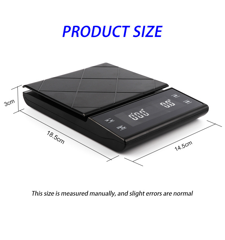 Portable Kitchen Digital Mini High Accuracy Drip With Timer Electronic Weighing LED Display Coffee Scale