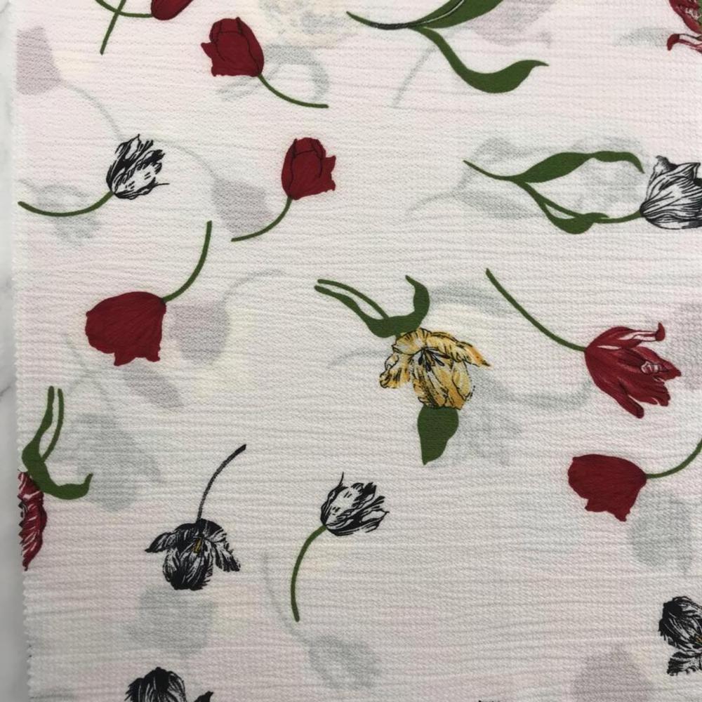 TULIP DESIGN  AND TERYLENE SPANDEX WOVEN  LADY DRESS FABRIC