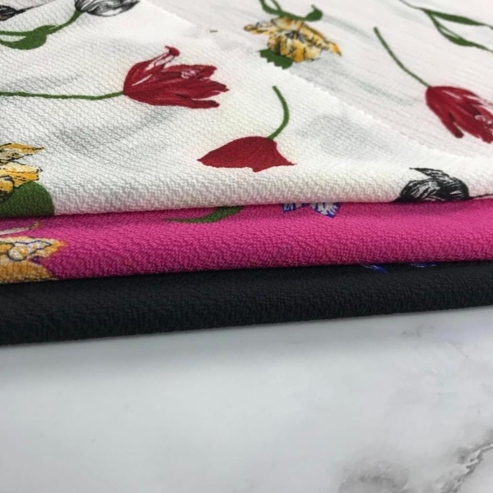 TULIP DESIGN  AND TERYLENE SPANDEX WOVEN  LADY DRESS FABRIC