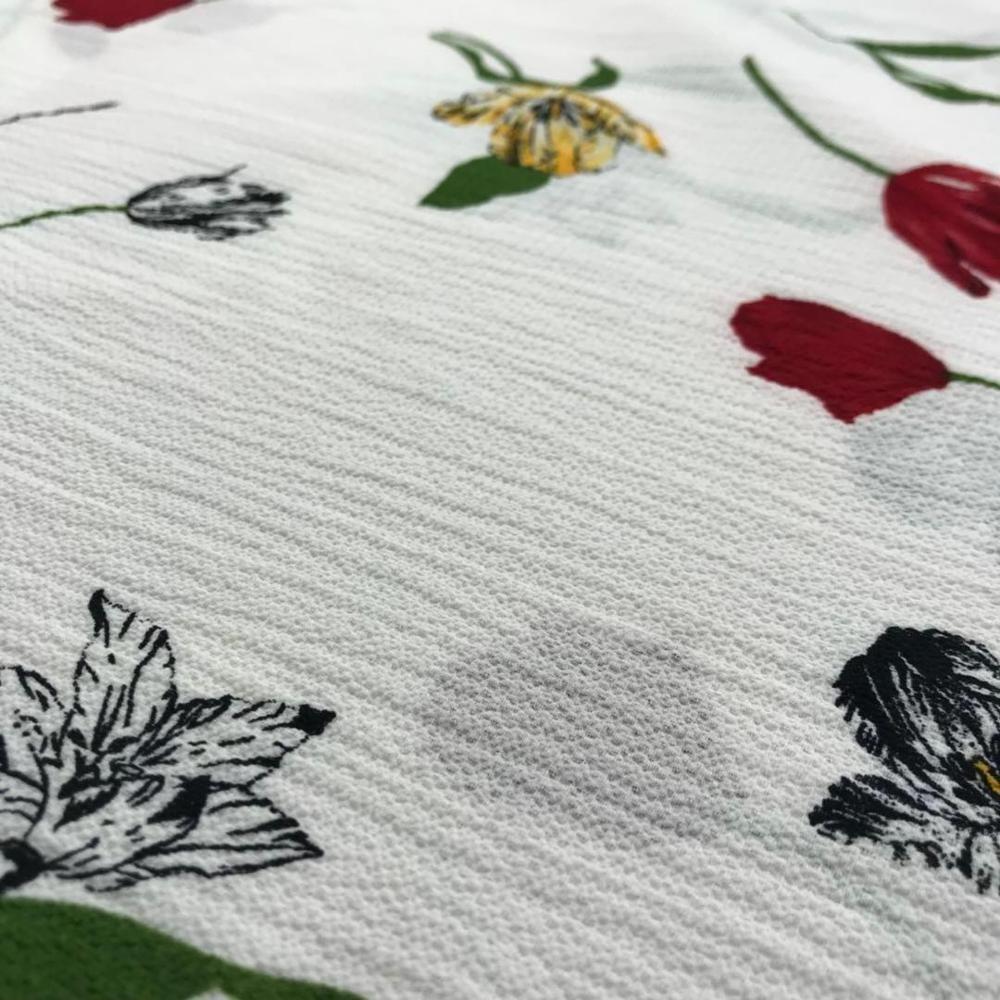 TULIP DESIGN  AND TERYLENE SPANDEX WOVEN  LADY DRESS FABRIC