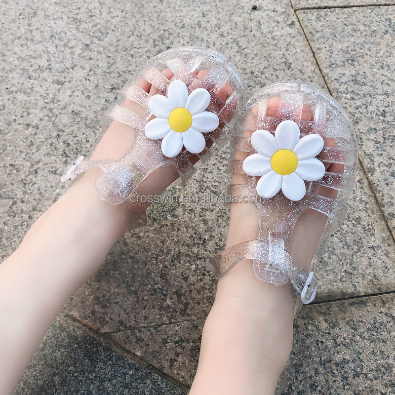 2023 new spot girls sandals flower non-slip shoes crystal sandals little girls jelly sandals