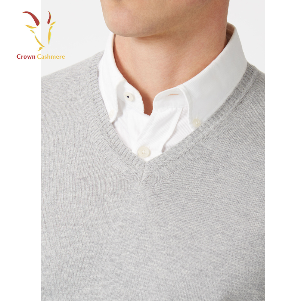 Classic V Neck Kashmir Gray Pullover for Men