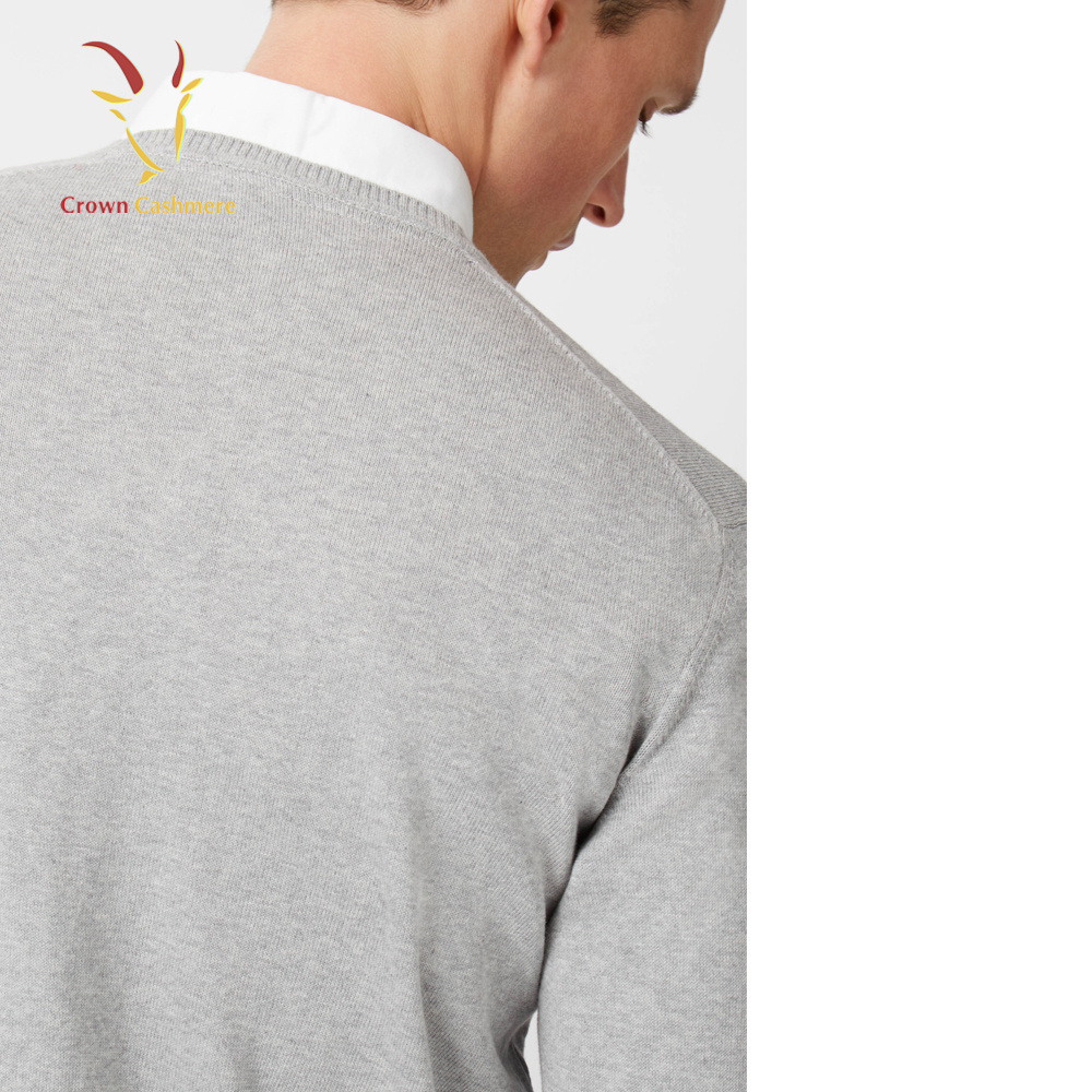 Classic V Neck Kashmir Gray Pullover for Men