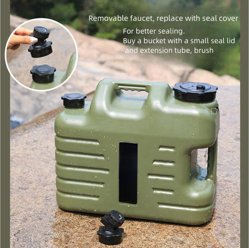 Camping Water tank with Spigot,Large Water Storage Containers,  Military Green Water Tank, BPA Free, Camping,