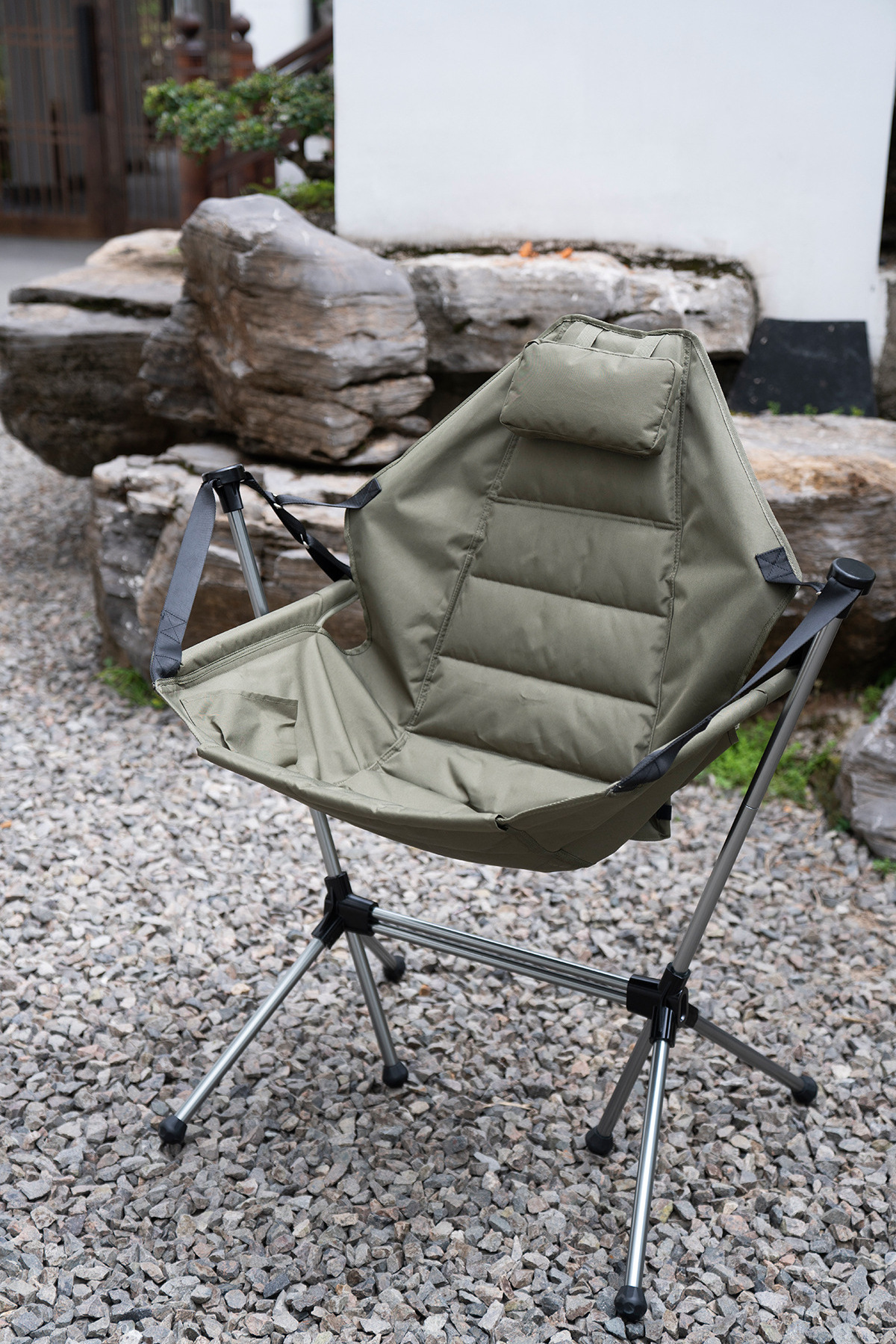 Portable Hammock Camping Chair Aluminum Alloy Adjustable Back Padded Folding Swing Chair with Pillow