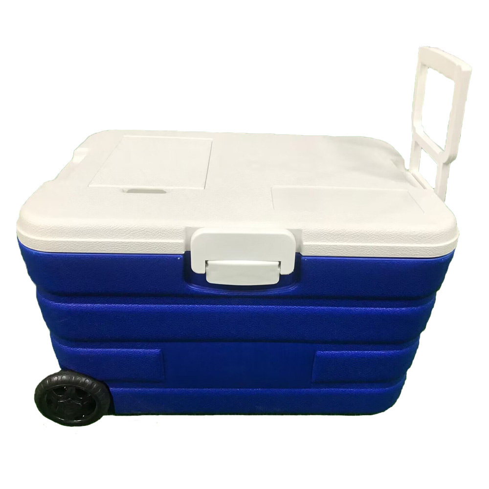 Drinks Ice Cream Insulated Camping Outdoor Plastic Trolley Portable Cooler Shoulder Box With wheel