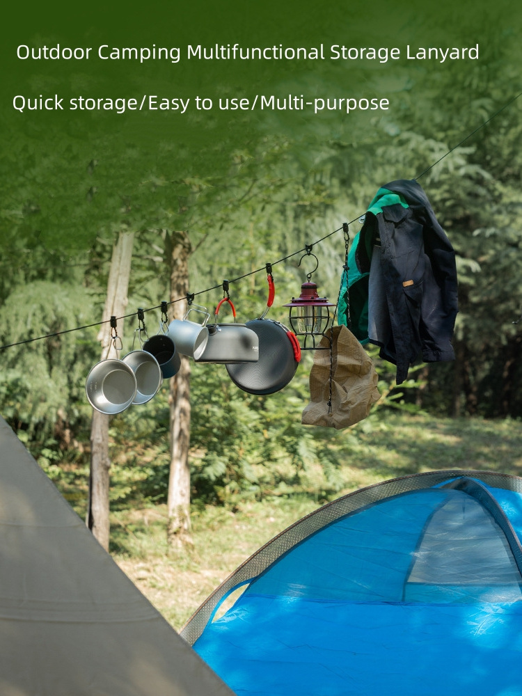 Portable Multifunction Hanging Rope, Campsite Storage Strap, Camping Canopy Tent Travel Parachute Cord Clothesline