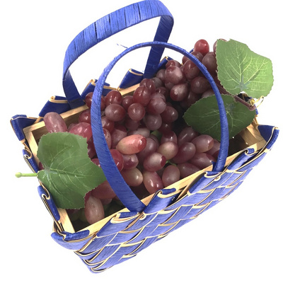 Woodchip Basket with Handles Wooden Woven Baskets for Gifts Small Square Basket for Storage