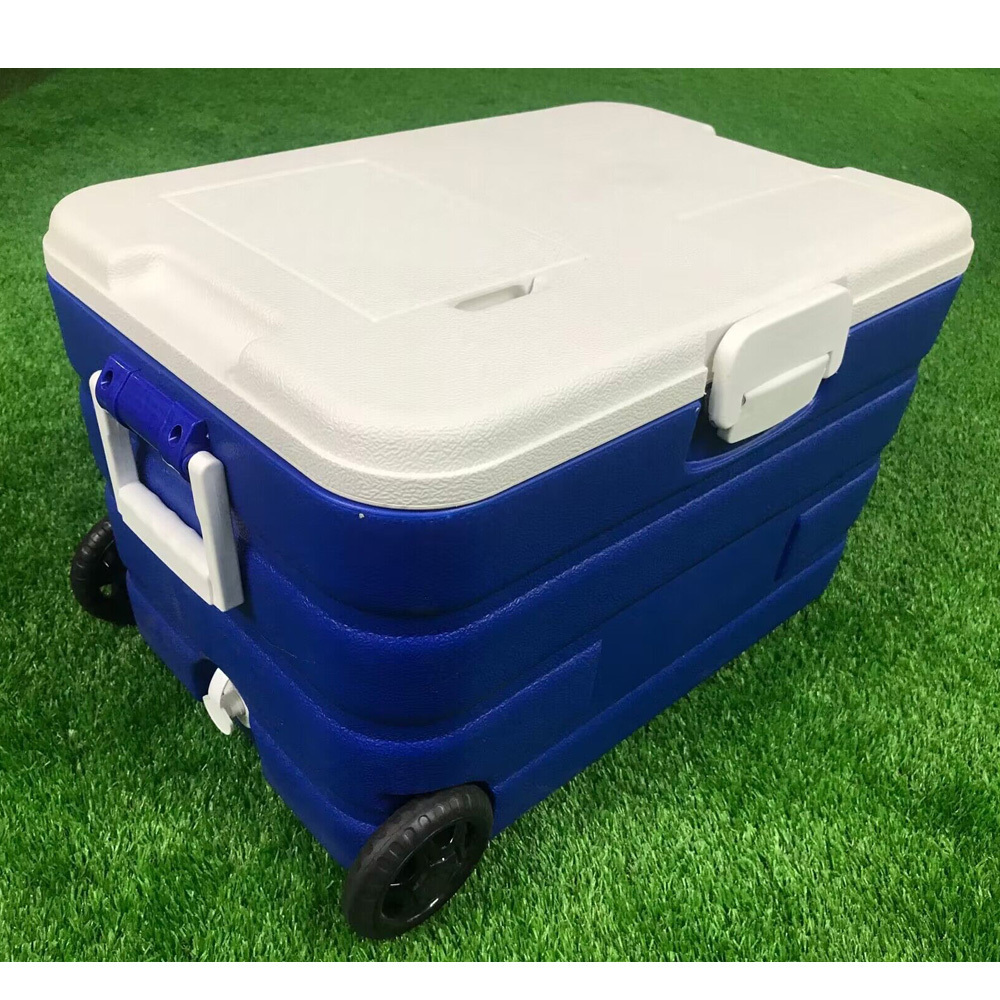 Drinks Ice Cream Insulated Camping Outdoor Plastic Trolley Portable Cooler Shoulder Box With wheel