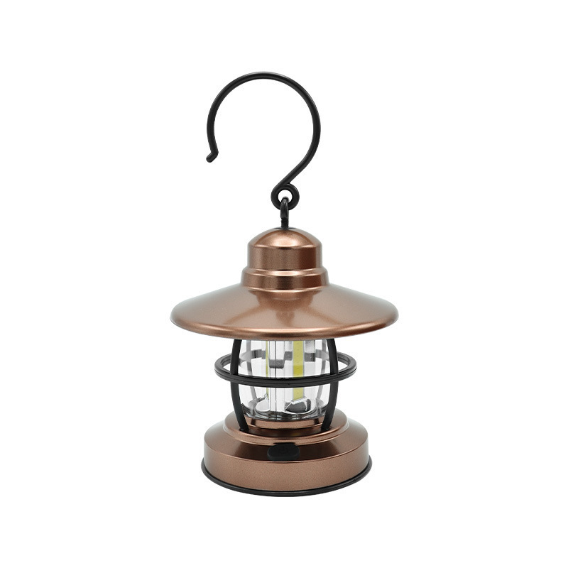 Mini Hanging Camping Lantern, Outdoor Battery Powered Lamp, Retro Camping Light with Hanging Hook