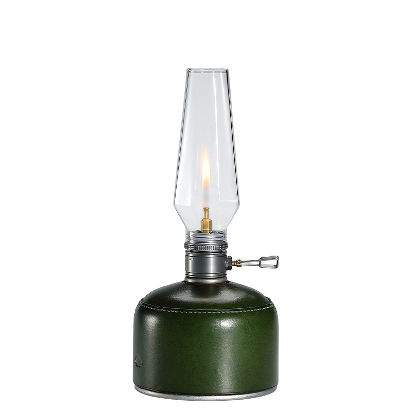 Camping Gas Lantern, Coreless Candle Light Tent Gas Lamp, Atmosphere Camping Gas Lantern with Wooden Case