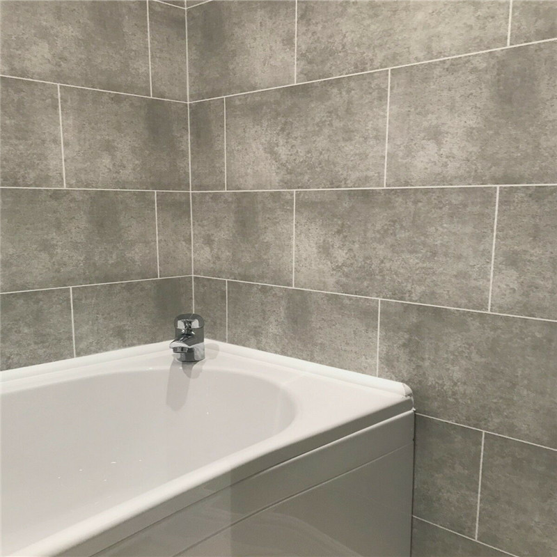 Cutline Grey Tile Effect 8mm Thickness Bathroom PVC Wall Panels Shower Wet Wall Cladding