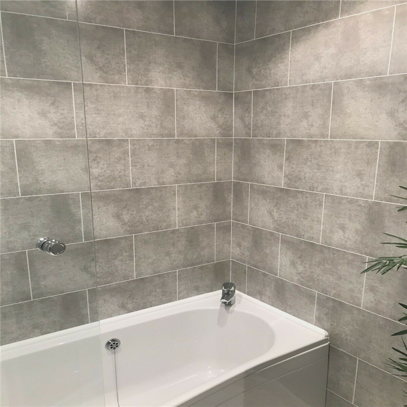 Cutline Grey Tile Effect 8mm Thickness Bathroom PVC Wall Panels Shower Wet Wall Cladding