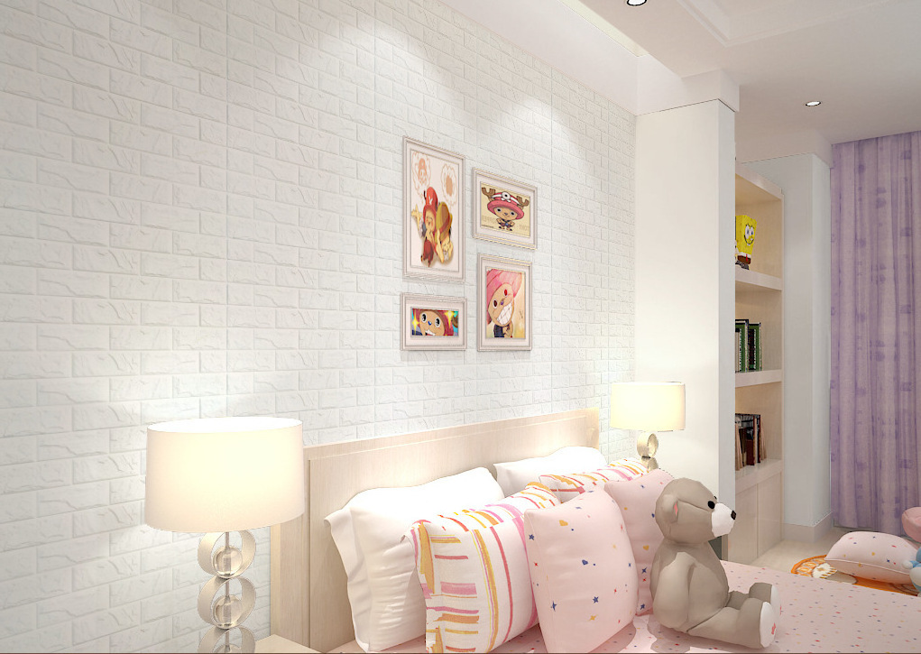 White Faux Brick 3D Wall Panels Peel And Stick Wallpaper For Living Room Bedroom Background Wall Decoration