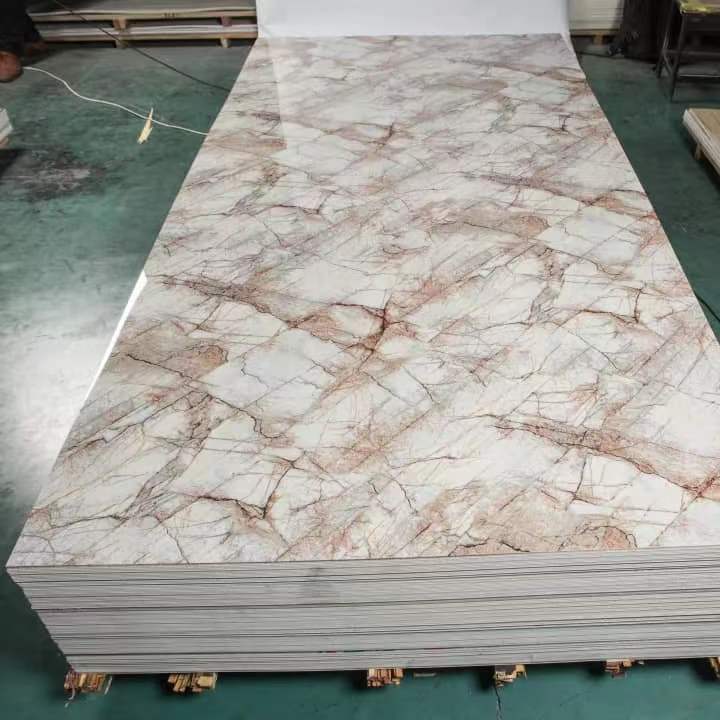 4x8ft Texture Interior Bathroom Wall Covering Decorative PVC Marble Wall Panels Waterproof UV Coating Marble Sheets