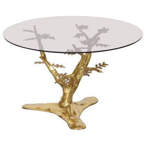 Luxury Style Restaurant Hotel/ Home Furniture Decoration Metal Gold Plated Tree Sculpture Coffee Table End Table & Accent Table