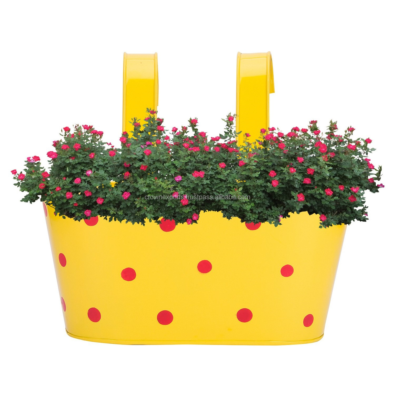 printed yellow and red designs  garden wall planters  in iron metal farmhouse rustic finished galvanized metal pot