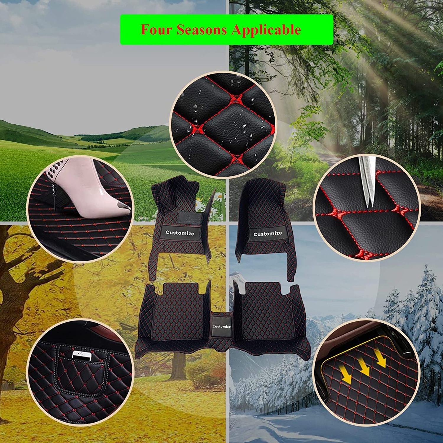 5D anti-slip waterproof PVC leather Custom car floor mats for Toyota/Honda/BMW