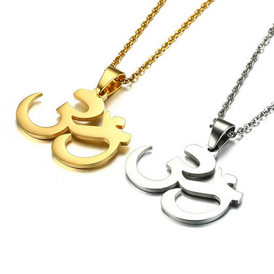 Jewelry Manufacturer Wholesale 18K Gold Plated Stainless Steel OM Yoga Pendant Necklace for Men Women