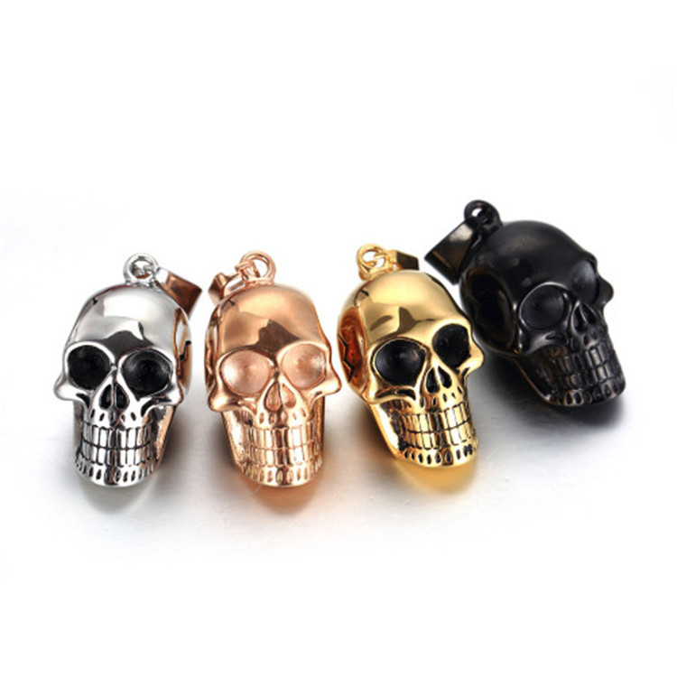 Unique jewelry punk stainless steel skull necklace skull head pendant for men