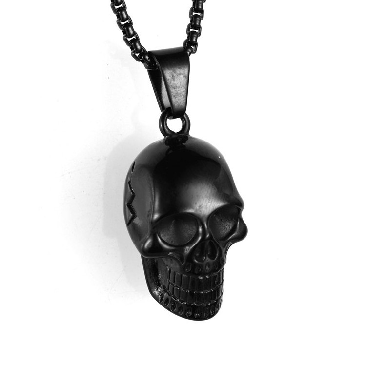 Unique jewelry punk stainless steel skull necklace skull head pendant for men