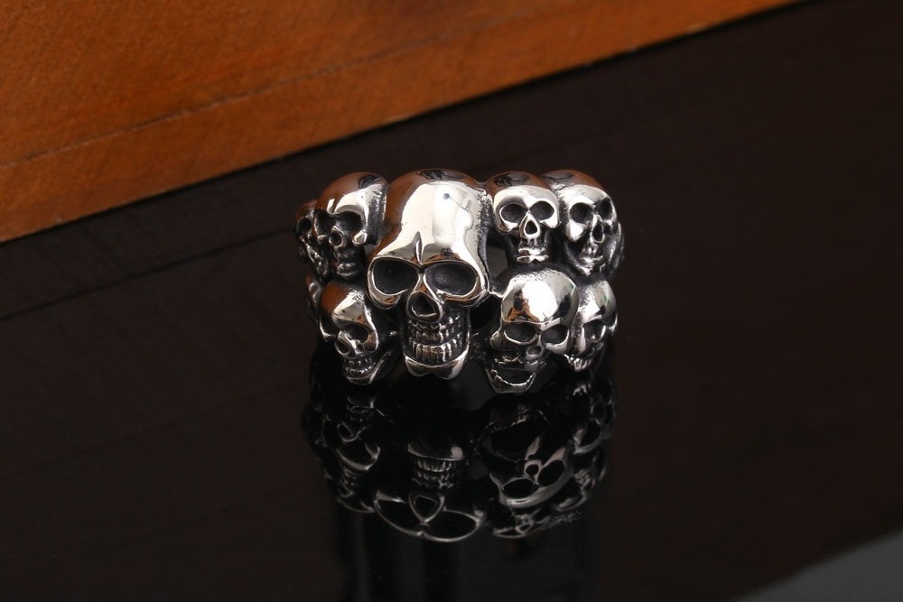 Wholesale factory price Punk jewelry anti design stainless steel mens skull rings