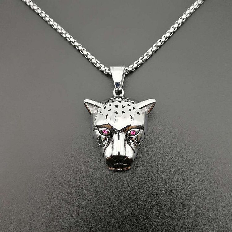 Custom Design Animal Jewelry Charm Cheetah Pendant Stainless Steel Leopard Head Necklace