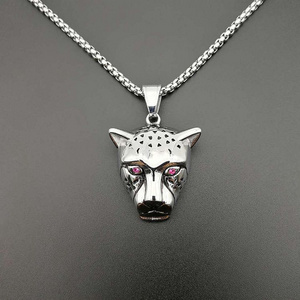 Custom Design Animal Jewelry Charm Cheetah Pendant Stainless Steel Leopard Head Necklace