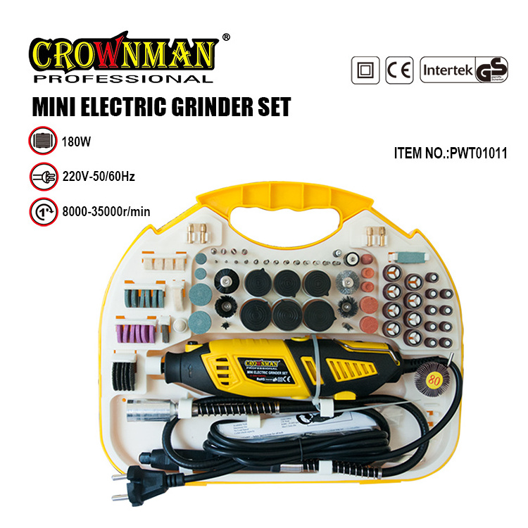 CROWNMAN Power Portable Mini Rotary Tool 220V/180W 211pcs Mini Electric Grinder