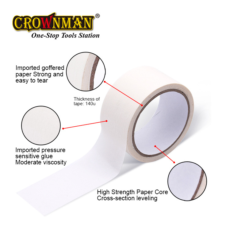 CROWNMAN Masonry & Painting Hand Tools Strong rubber glue Decorative Crepe 24/48mm*20m Beige General purpose Masking Paper Tape