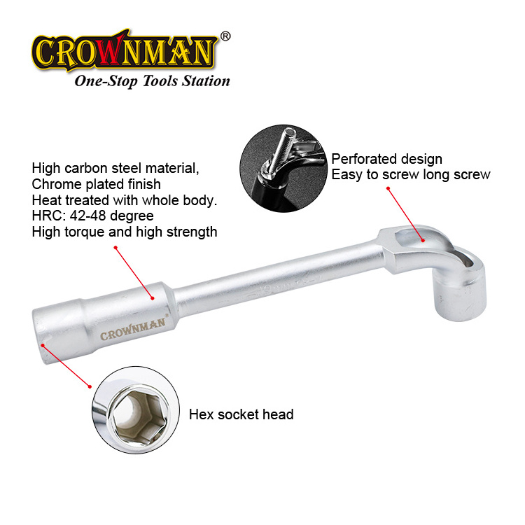 CROWNMAN Mechanic Repair Tool 8-19mm L-Wrench Angle Hex Socket Pipe Wrench Double-Head Elbow Hex Spanner