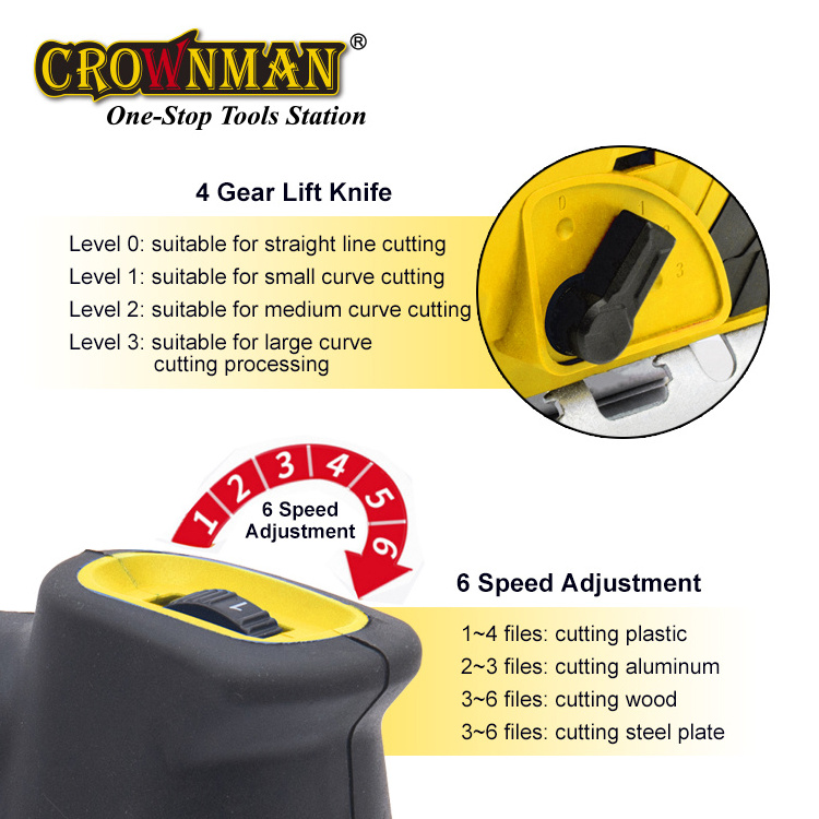 CROWNMAN Power Tools High Quality 550W Electric Jig Saw for cutting wood metal plastic power jig saw machine