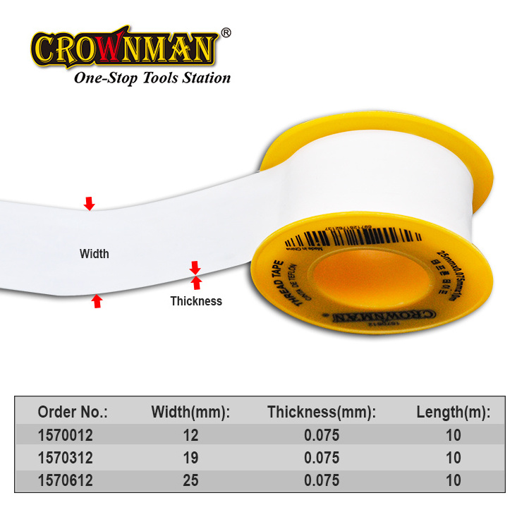 CROWNMAN Masonry & Painting Tools 12/19/25mm Thread wrapped Sealant seal PTFE tape Plumber tape for Plumbing seal work gas pipe