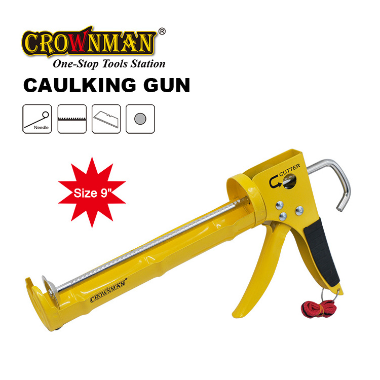 CROWNMAN Panint & Masonry Tools Half Round Caulking Gun 9inch 310mm 520g Heavy Duty Aluminum +Steel glue Gun With Knife Blade