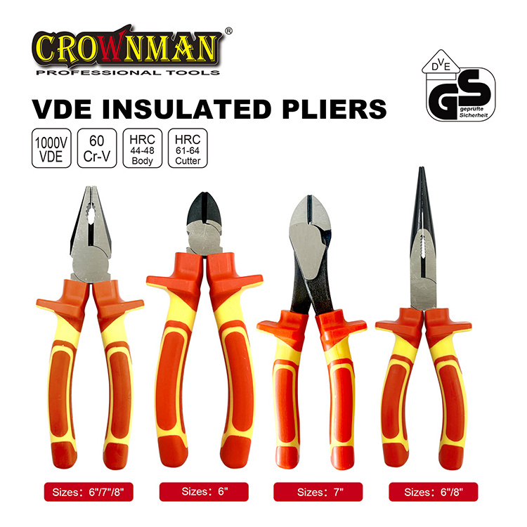 CROWNMAN 1000V CR-V material VDE Insulated Combination/Long Nose/Diagonal cutting/Big Head Diagonal Pliers