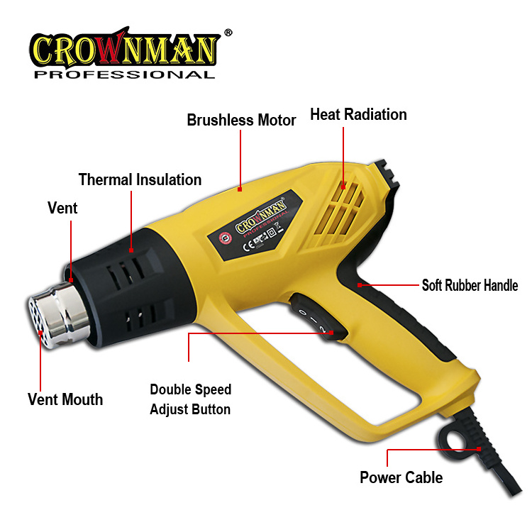 CROWNMAN Portable 2000W Electric Hot Air Blow Heated Gun