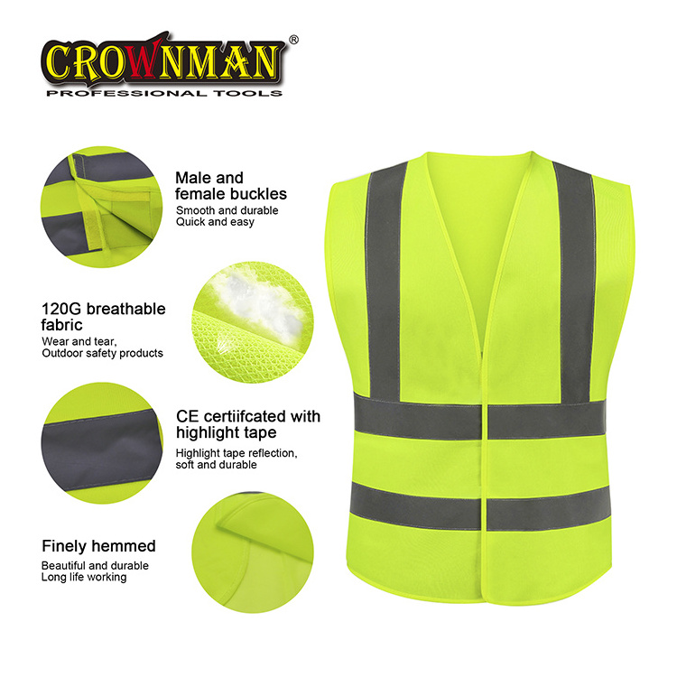 CROWNMAN PPE CE Certificate Yellow and Red High-Gloss Reflective Safety Vest