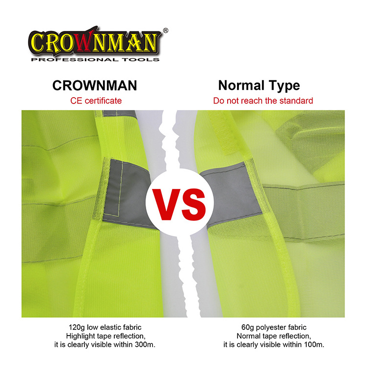 CROWNMAN PPE CE Certificate Yellow and Red High-Gloss Reflective Safety Vest