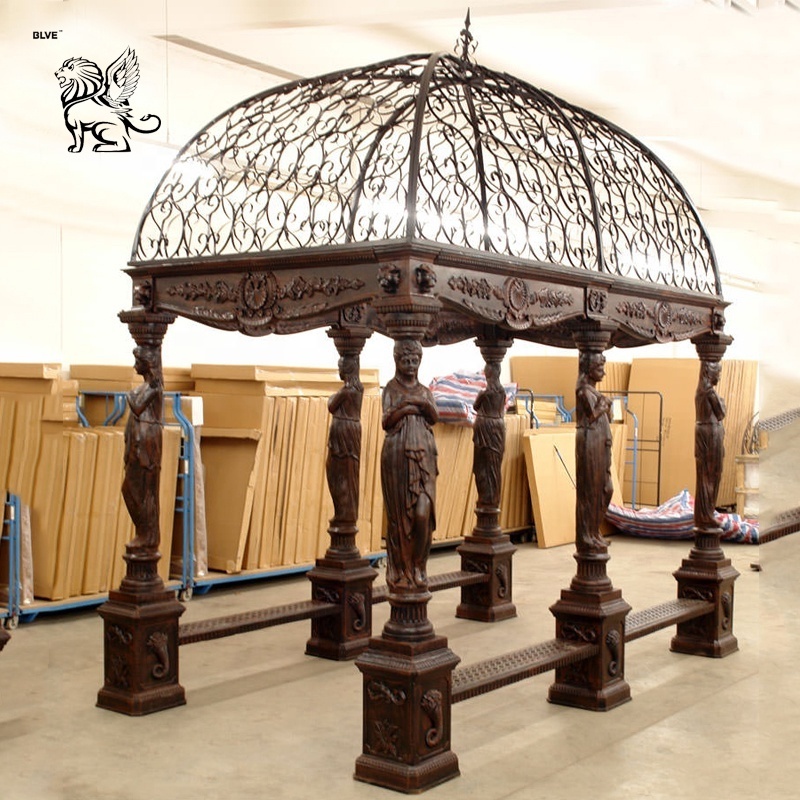 Outdoor Decorative Garden Pavilion Antique Wrought Cast Iron Gazebo