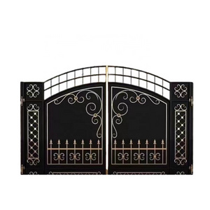 Hot Sales Customizable design metal wrought iron double swing for Outdoor Driveway gates