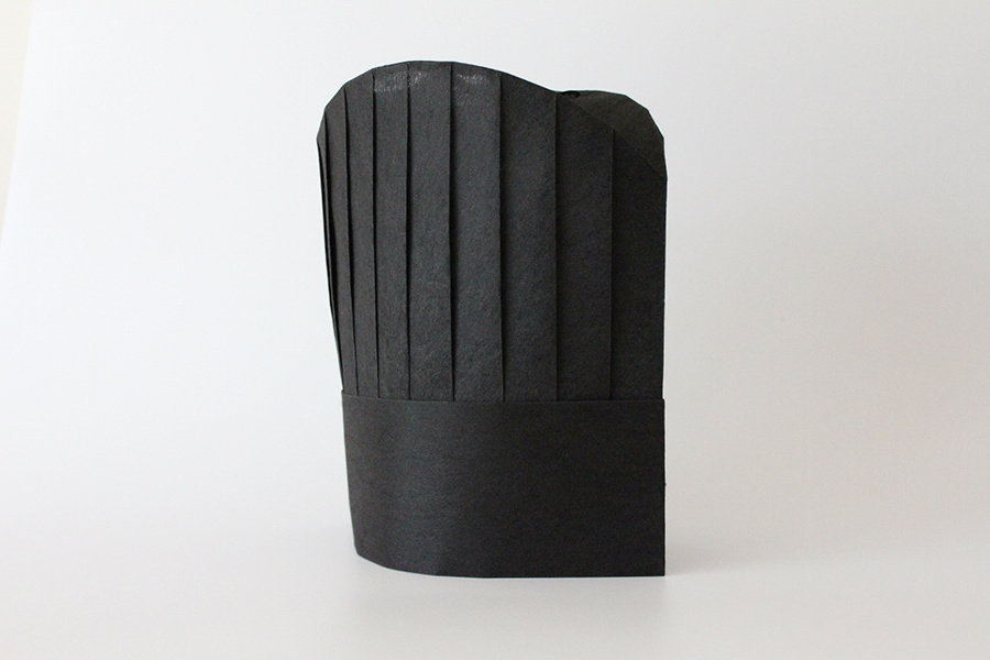 Black disposable non woven round top chef hat