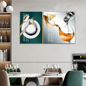 Hot Sale Nordic Abstract Kitchen Art Canvas Painting Green Luxury Art Tableware Art HD Poster Picture Custom Wall Decoration