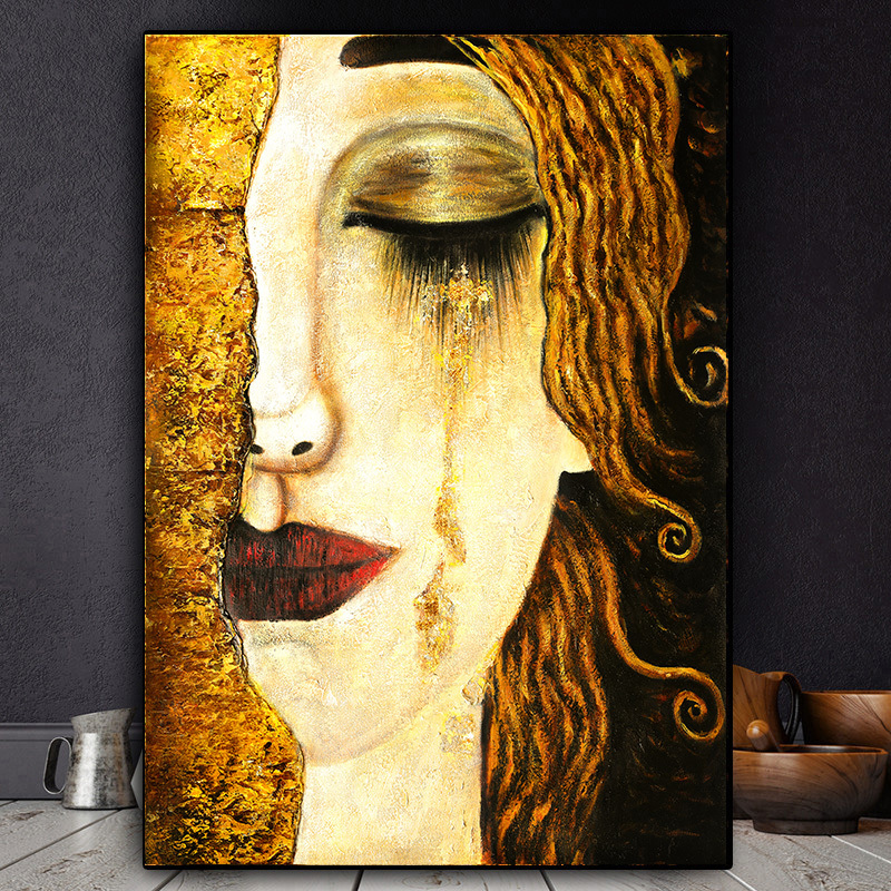 Classic Artist Gustav Klimt Tear Abstract Oil Painting on Canvas Posters and Prints Art Wall Pictures For Living Room Cuadros