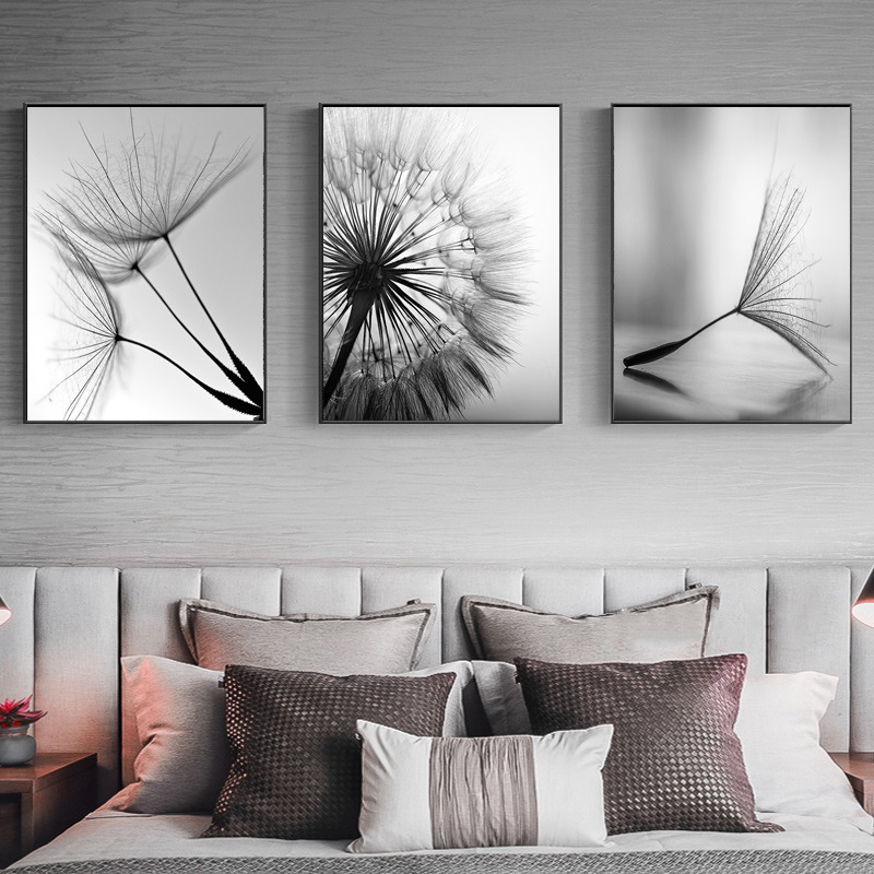 Home Decor Modern Print  Plant Picture Black and White Dandelion  painting  wall art canvas printing poster