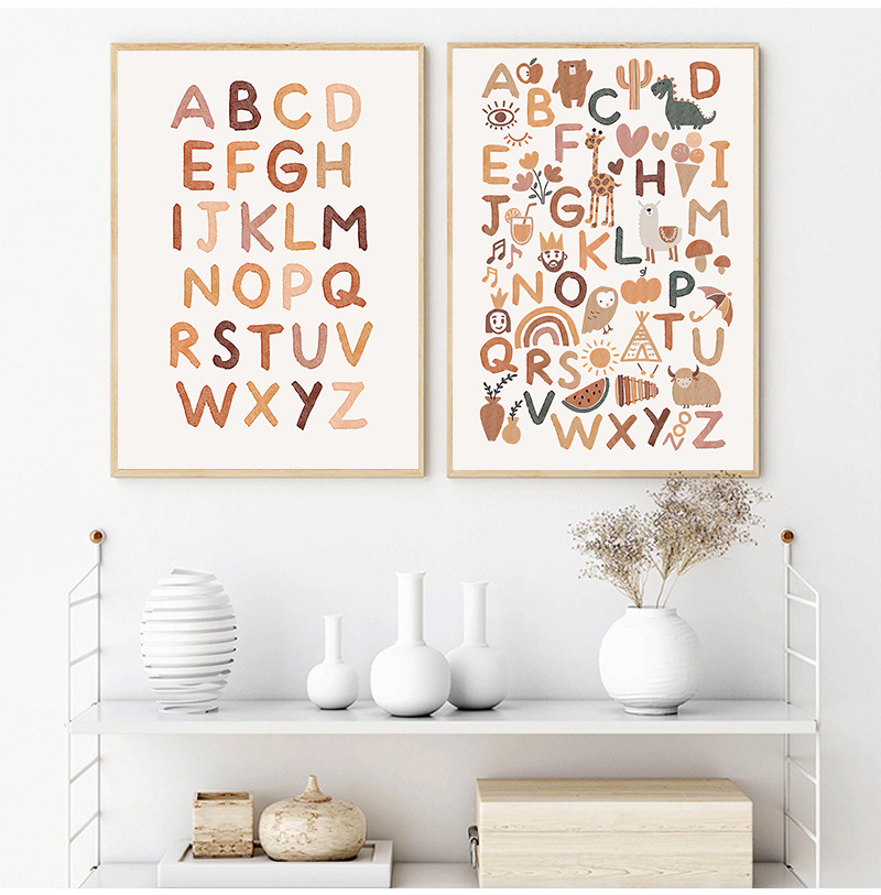 ABC Alphabet Poster Nursery Canvas Print Pictures custom poster frame home decor canvas painting wall art